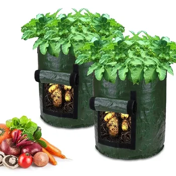 1 бр. градински чанта за отглеждане на картофи, найлонови тъкани, градински утолщающий гърне, Зеленчукови сеялка, вана с дръжки и панти капак