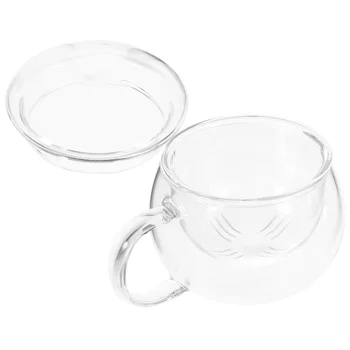 1 комплект стъклена чаша с инфузором и капак, Стъклена чаша за вода Стъклена кафеена чаша за домашния офис
