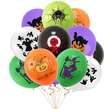12шт 6типные Балони На Хелоуин Илюзорен Фестивал Украса на Главата Тиква Сгъсти Латексный Балон Happy Halloween Party Balloon златната топка