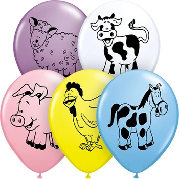 15 бр. 12-инчови селскостопански животни, латексови балони, свине, едър рогат добитък, овце и пилета, декорация за детски рожден ден, годишнина аксесоари