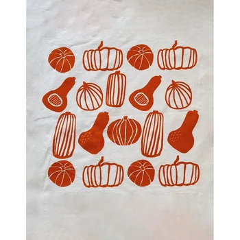 1бр 57x40 см Тиква Чаено Кърпа Оранжеви Тикви на Бял Чанта Памук Еко Декор За Домашни Ястия в стил Бохо Подарък За Хелоуин