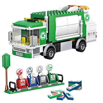 2021 Градски строителен камион, санитарен камион, боклукчийски камион, модел строителни блокове, тухли, детски играчки