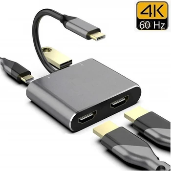 30шт 4 в 1 Адаптер USB Type C до Двойно 4K, HDMI Type-C за HDMI Видео Конвертор с Двоен Екран PD USB 3.0 ХЪБ за MacBook