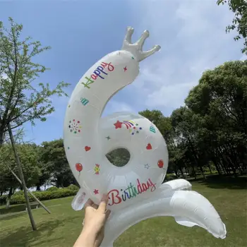 32-инчовите балони с цифри, рожден ден, Декоративна поставка за цифри, балони във формата на големи букви С Корона