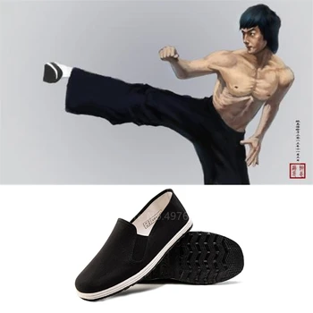35-46 Китай Китайско памучен обувки, Мъжки костюм на Брус Лий за cosplay, Удобни обувки, Дишаща ежедневни тъканта, обувки за кунг-фу