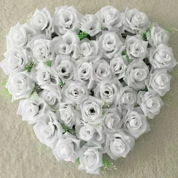 40x40 см, бели рози, от изкуствена коприна, украса на сватбен автомобил, дръжки на венци във формата на сърце, красива декорация на сватбената врати, 21 Цвят