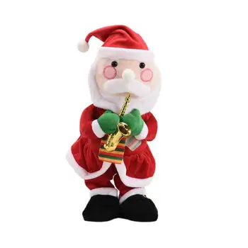 44x17cm Лосове Пеене Електрически Дующий Саксофон Дядо Плюшен Кукла Коледна Украса Коледна Тема Коледни Електрически Плюшени Играчки