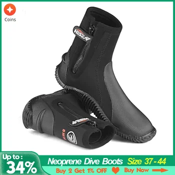 5 мм, Неопренови обувки за гмуркане, екипировка със страничен цип за мъже и жени, аксесоари за гмуркане с акваланг, аксесоари за водни спортове