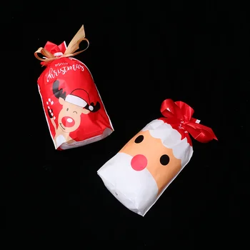 50 бр. Коледни торбички с завязками, анимационни джобове, опаковки за шоколадови бонбони, Снежен човек, Червена шапка, елен, подарък пакети за деца, за деца