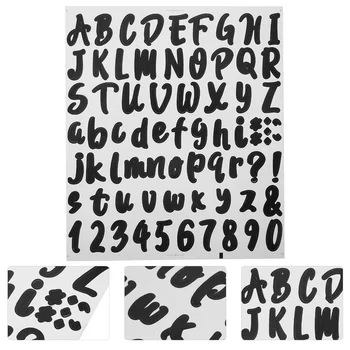 8 Листа Стикери с азбука, Самозалепващи етикети на пощенска кутия, Букви, Черни цифри за лаптоп, Големи размери