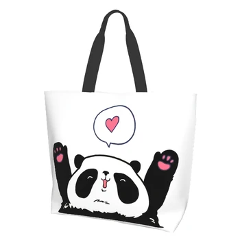 Panda Love Tote Bag Дамски Ежедневни Чанта През Рамо Множество Многофункционална Тежкотоварни Чанта за Пазаруване на Открито