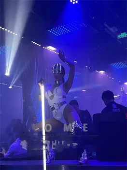 Party bar момиче гого нажежен флаш кръг на кибер-футуристична чувство технологии индивидуални шоу-костюми
