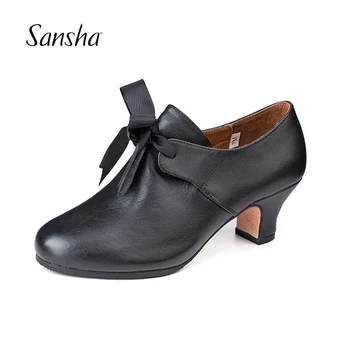 Sansha 2020 Нов прием на Танцови обувки от телешка кожа, Дамски обувки за Професионална театрално представяне на фламенко TH02L