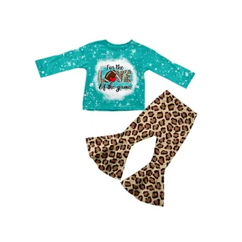 Бутикови бебешки дрехи за любителите на игри с леопардовым расклешенным модел за момичета, комплект дрехи с детски комбинезоном