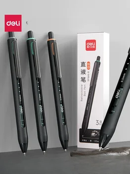 Бързосъхнеща прибиращ права дръжка-roller, гел химикалка, черна 0,5 мм, гладка бизнес дръжка голям капацитет, 3 бр.