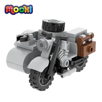 Военен мотоциклет MOOXI Type 97 с кош, съвместими с колата MOC Bricks Wars WW2 фигурки, строителни блокове, детски играчки