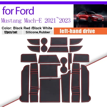 Вратата бразда Пылезащитная накладки за Ford Mustang Mach-E 2021 2022 2023 Гумена подложка Слот за врата за съхранение на чаши Вътрешен Автомобилен стикер мат