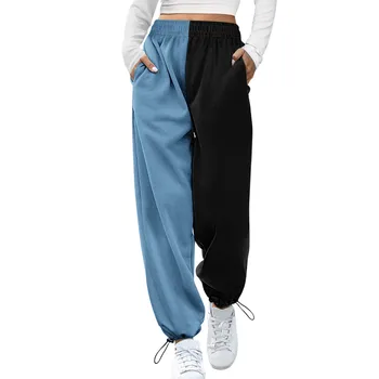 Дамски спортни панталони с джобове в стил мозайка, висока талия, спортни панталони за джогинг панталони за почивка, панталони за улични танци.