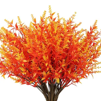 Изкуствено растение есенни цветове за декорация на дома и градината Пластмасов материал, с височина 35 см Набор от 10, изкуствени растения