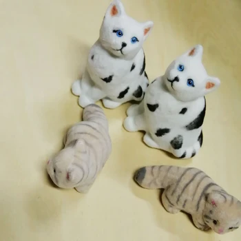 Имитация на котки мини-кукли от 2 части, стекающееся животно, кукла, котка, статуетка домашен любимец, играчка за котки, модел украса