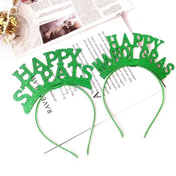 Ирландският зелена превръзка на главата си превръзка на главата и с Деня на Св. Патрик, украса за партита, шапки с букви, украса за коса
