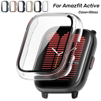 Калъф + стъкло за часовници Amazfit Active, защитно покритие защитно фолио за екрана, твърд калъф за КОМПЮТРИ, Аксесоари за броня