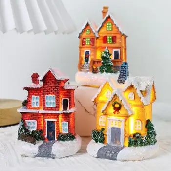 Коледна украса led Снежна къща, Къща на занаятите, Снежна къща, Микроландшафт на коледна тематика, Светещи Коледни украси