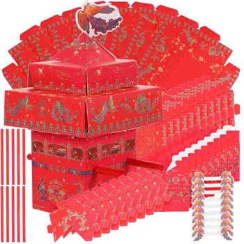 кутия за съхранение на шоколадови бонбони 25шт Кутия за опаковане на сватбени бонбони Контейнер за бонбони в Китайски стил