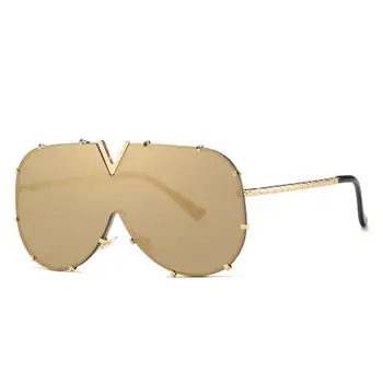 Модни пълнозърнести очила, дамски индивидуални метални слънчеви очила, трендови мъжки V-образни декоративни слънчеви очила с UV400 за шофиране