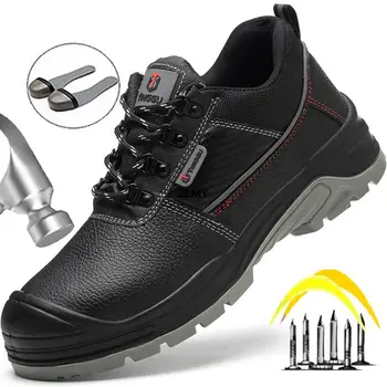 Мъжки защитни обувки от спилка, антистатик работна обувки със стоманени пръсти, мъжки водоустойчиви защитни работни обувки, дизайн защитни обувки