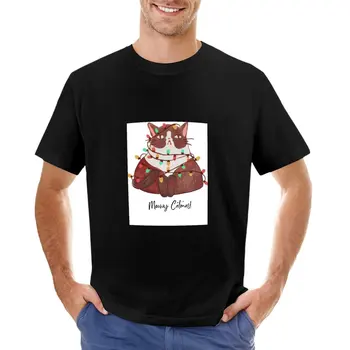 Мяукающий Котка, Коледно дърво, Коледна тениска с Дядо Коледа за момичета и момчета, забавна тениска, реколта дрехи, блузи големи размери, мъжки дрехи