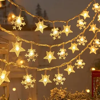 Навидад 3M LED Снежинка Звездата на Лос Светлинна Венец Коледна Гирлянда Коледна Елха вътрешна Декорация Коледна Къща Декорация на стаята Натальное