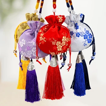 Нов Китайски Стил Ретро Подарък Чанта От Съвсем Малък, За Съхранение На Бижута С Бродерия Във Формата На Цвете Сливи, Лъки Пискюл, Саше, Украса За Дома Партита