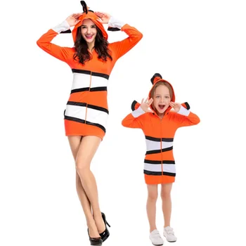 Облекло за родители и деца, форма за cosplay риби-клоуни, парти 