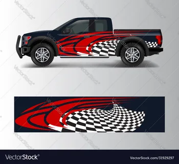 Стикер с пълна обвивка на автомобила Pickup Grid Автомобили стикер Декоративна Рязането на купето Състезателна Графична стикер Vinyl обвивка Модерен дизайн в Червено ретро