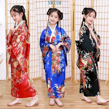 Традиционно Кимоно за момичета в японски стил, детско оригинална сватбена рокля Ад Дай Юката, Детски танцови костюми за cosplay Хаори Харадзюку