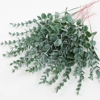 24шт Изкуствени фалшиви зелени клони на растенията, сините листа от евкалипт за сватбени партита, градински масата, за декорация на дома на открито