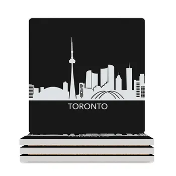 Керамични подложки Toronto skyline (квадратни) за кухненски аксесоари сладко cup pot бели влакчета
