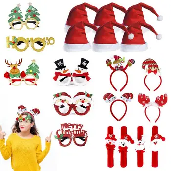 Коледна рамки за очила, Празнични сувенири, рамки за очила, Шапка, превръзка на главата, 12 бр., Коледен костюм, слънчеви Очила, Смешни очила, Шапка на Дядо