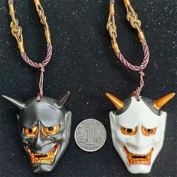 Колие с окачване от смола Evil Te Нох Hannya Mask в японски стил, огърлици в стил хоррор, пънк, хип-хоп, подарък за празник за деца и възрастни на Хелоуин