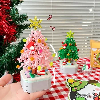 Направи си САМ Коледна елха Строителни блокове Цвете Детска играчка-пъзел Частици, Събрана от модели букет Украса