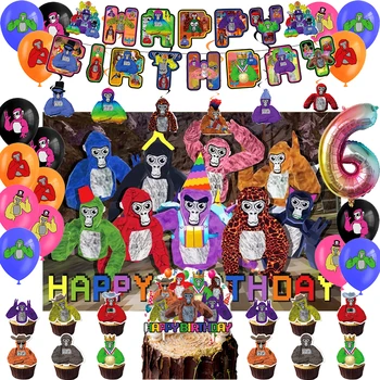 Тематично бижу за парти в чест на рождения ден в стила на Горила, банер с въздушно топка, Topper за торта, аксесоари за партита, Детски душ