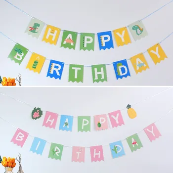 Украса На Парти По Случай Рождения Ден На Детето Фламинго Динозавър Парти Подвесное Украса Честит Рожден Ден На Писмо Цветни Банера