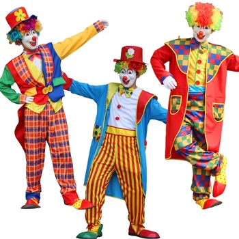Хелоуин мъжки костюми Забавен Цирк Палава Арлекин Униформи мъжки костюм на Карнавалните Костюми, Cosplay за възрастни Мъже Жени Костюм на Клоун